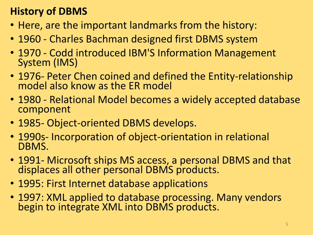 history of dbms here are the important landmarks