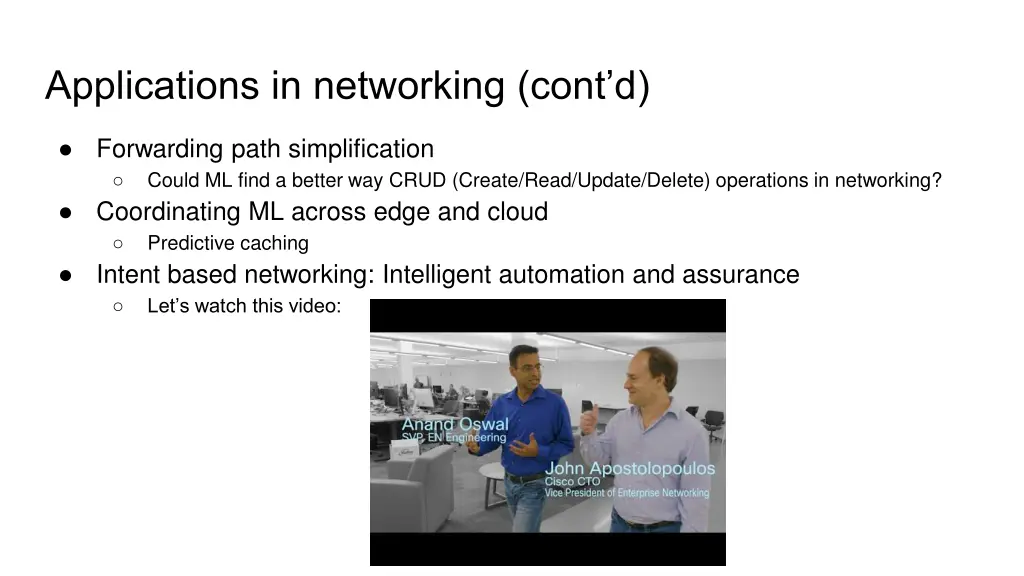 applications in networking cont d
