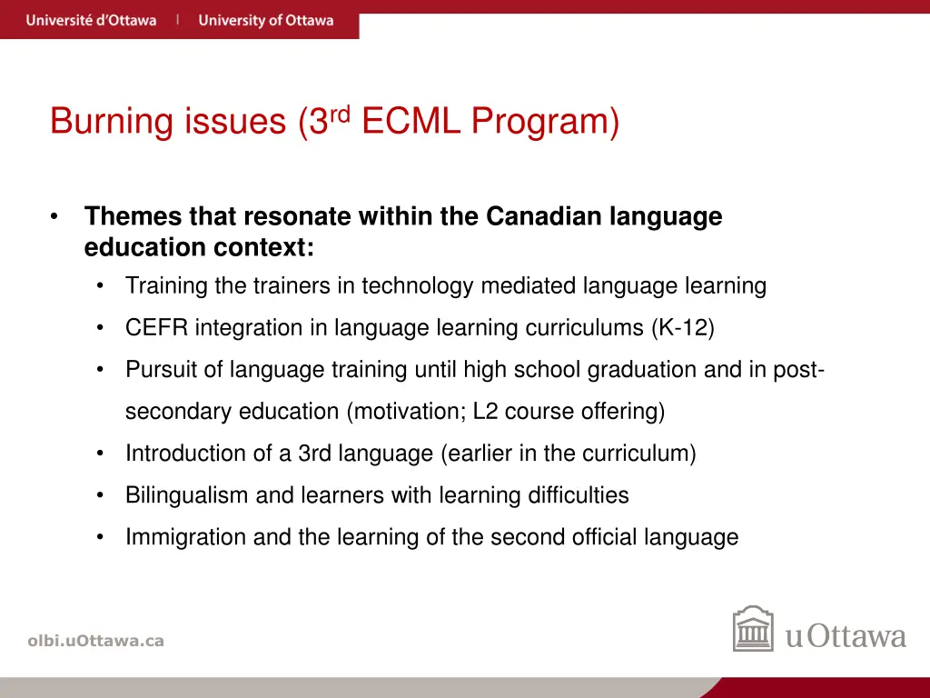 burning issues 3 rd ecml program