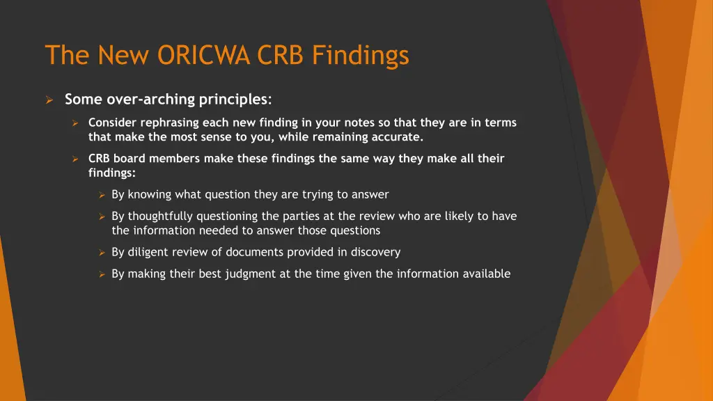 the new oricwa crb findings 1