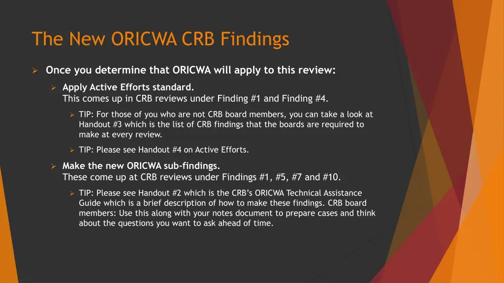the new oricwa crb findings