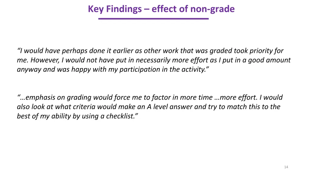 key findings effect of non grade 1