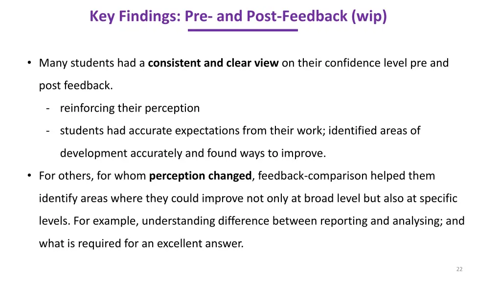 key findings pre and post feedback wip