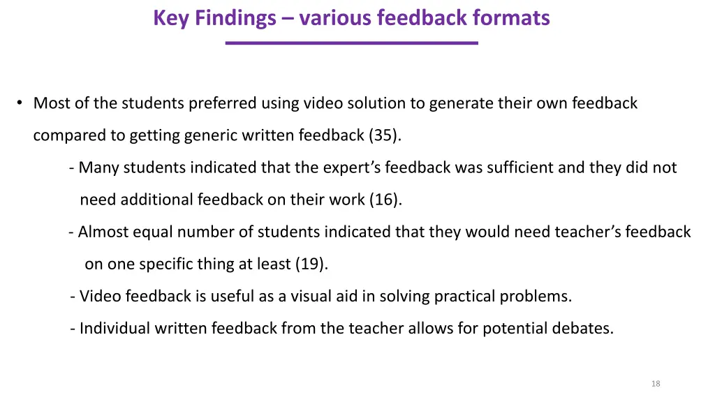 key findings various feedback formats