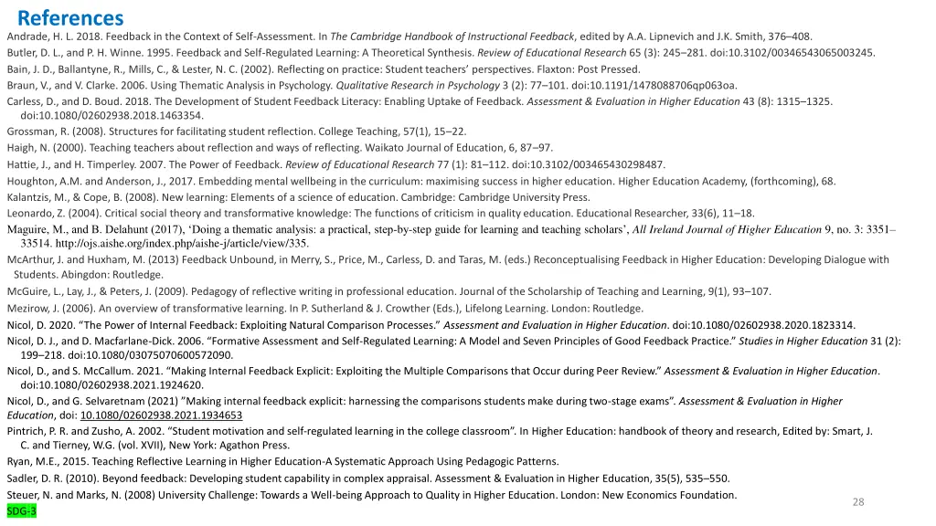 references andrade h l 2018 feedback