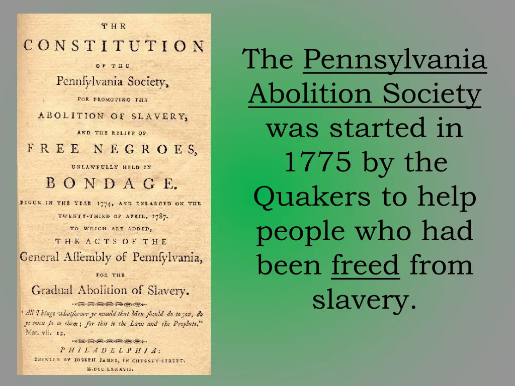 the pennsylvania abolition society was started