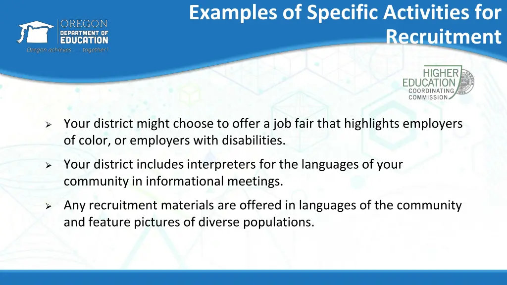 examples of specific activities for