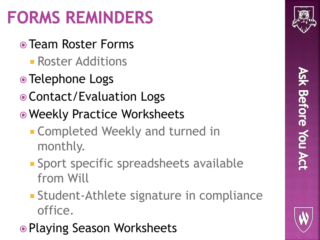 forms reminders
