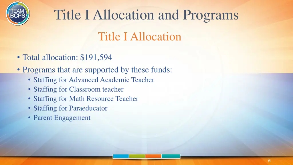 title i allocation and programs
