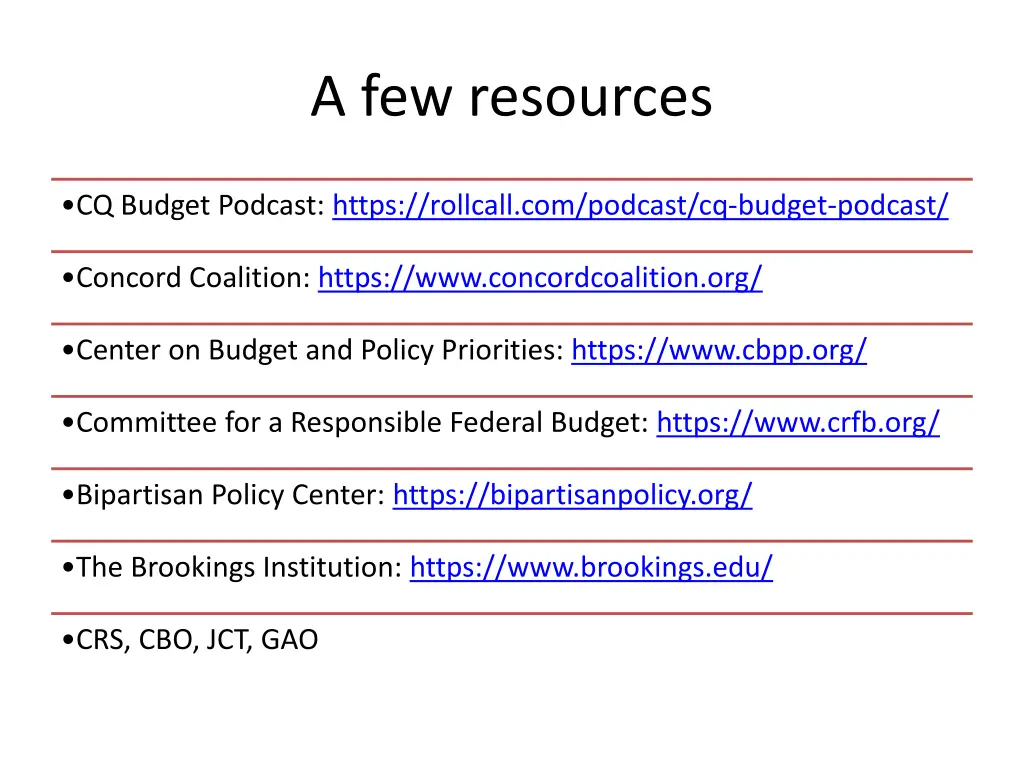 a few resources