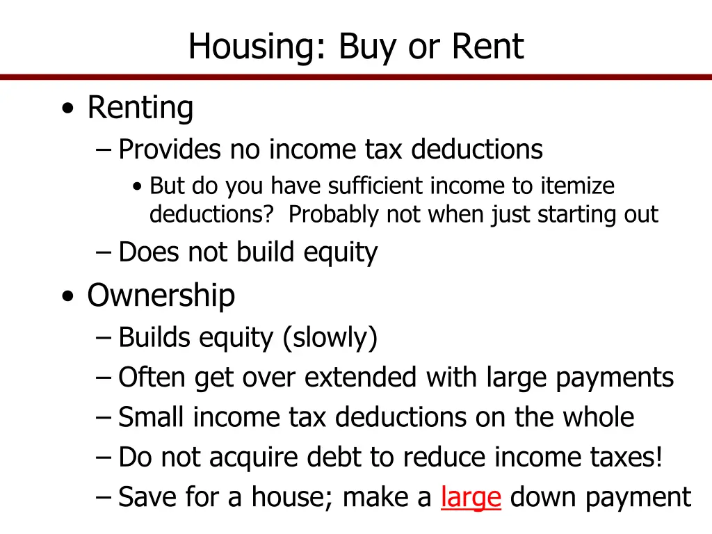 housing buy or rent
