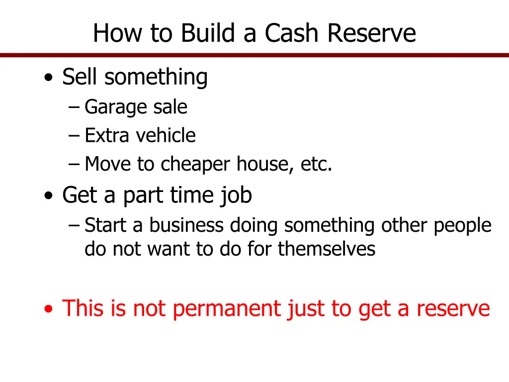 how to build a cash reserve