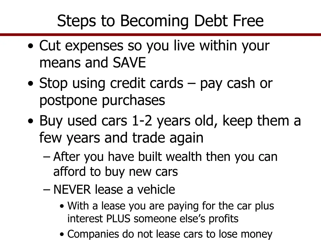 steps to becoming debt free