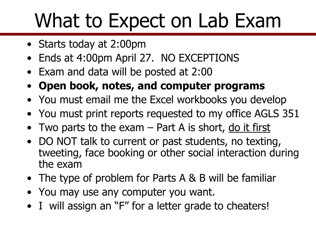 what to expect on lab exam