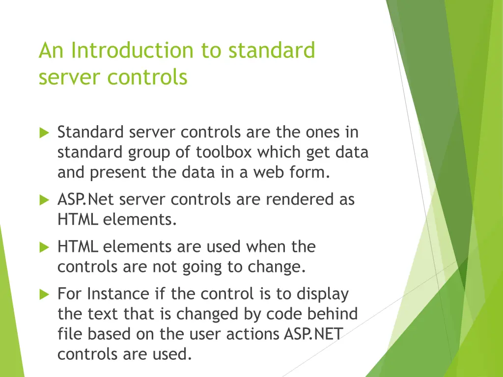 an introduction to standard server controls
