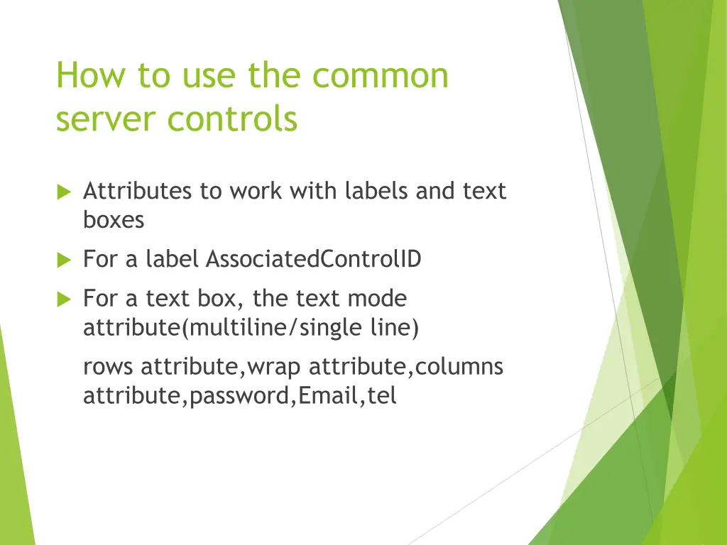 how to use the common server controls