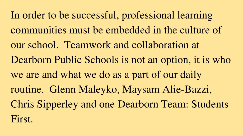 in order to be successful professional learning