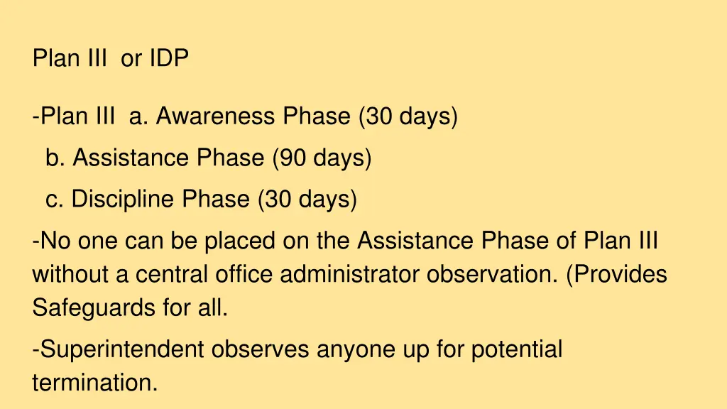 plan iii or idp