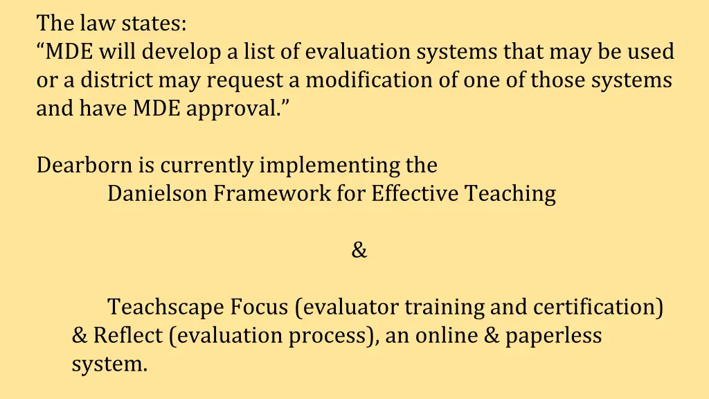 the law states mde will develop a list