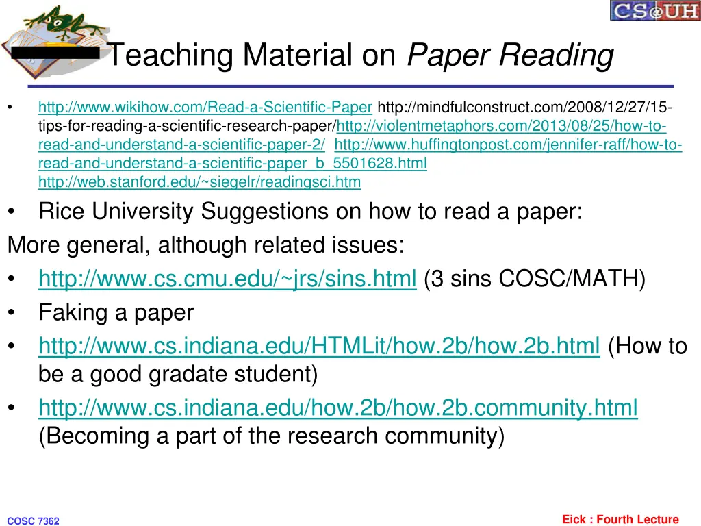 teaching material on paper reading