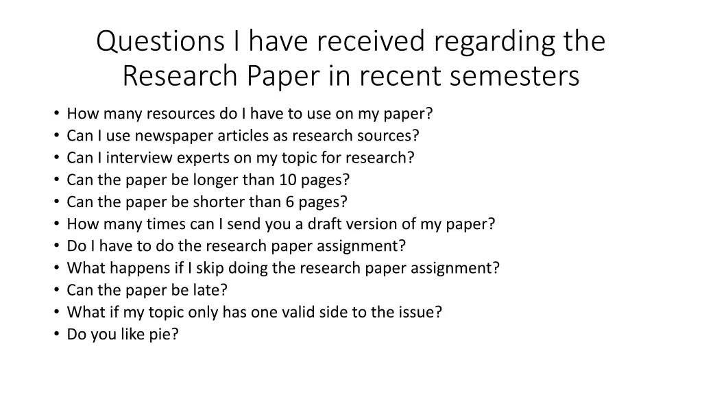 questions i have received regarding the research