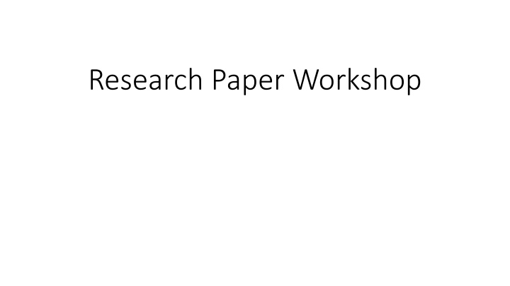 research paper workshop