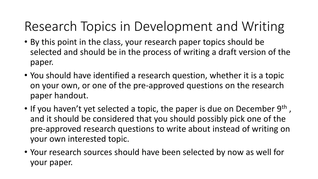 research topics in development and writing