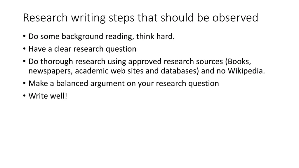 research writing steps that should be observed