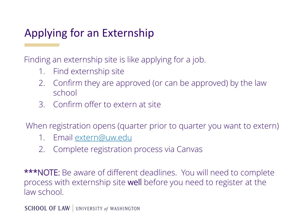 applying for an externship