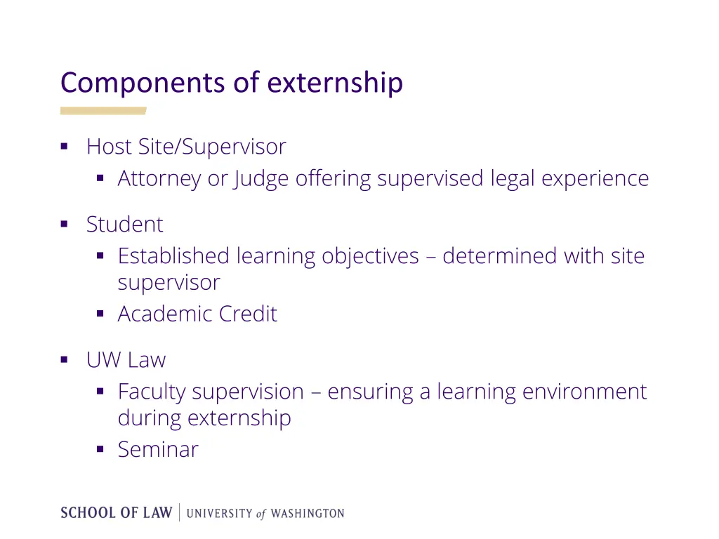components of externship