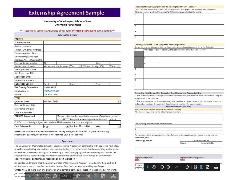 externship agreement sample