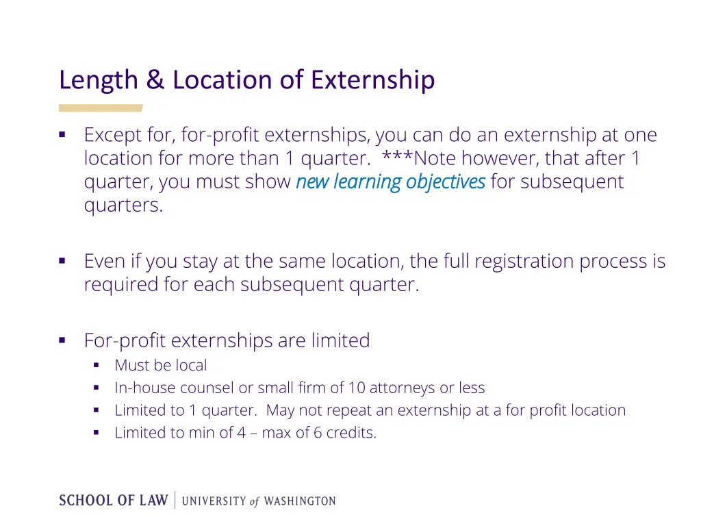 length location of externship