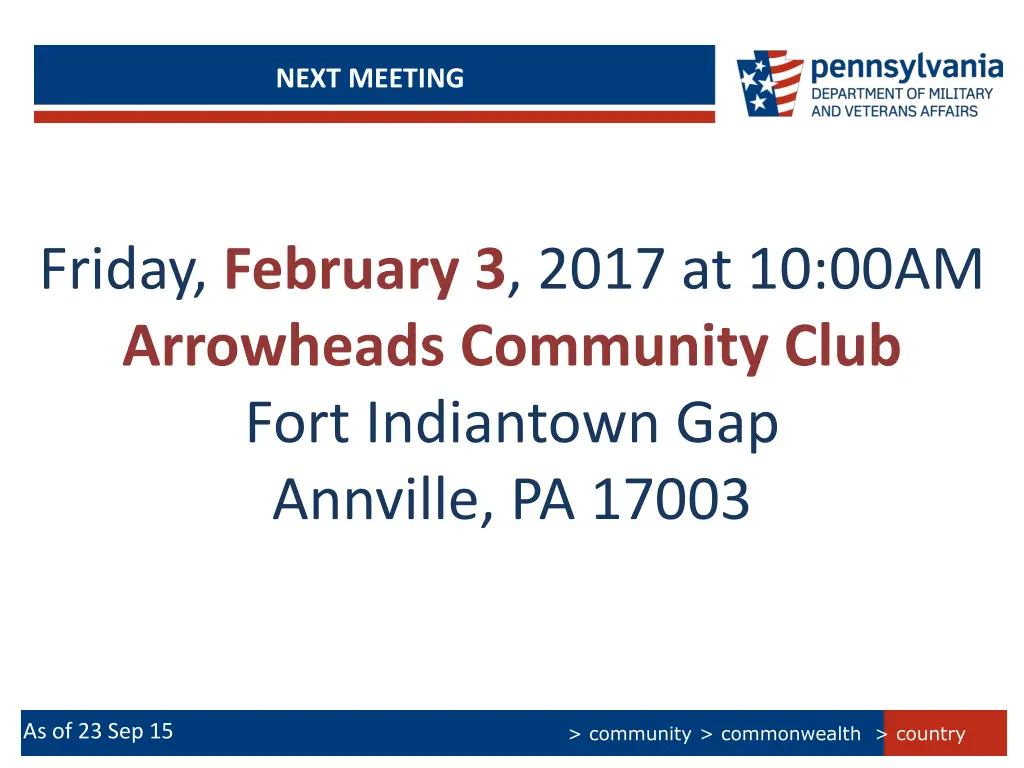 next meeting