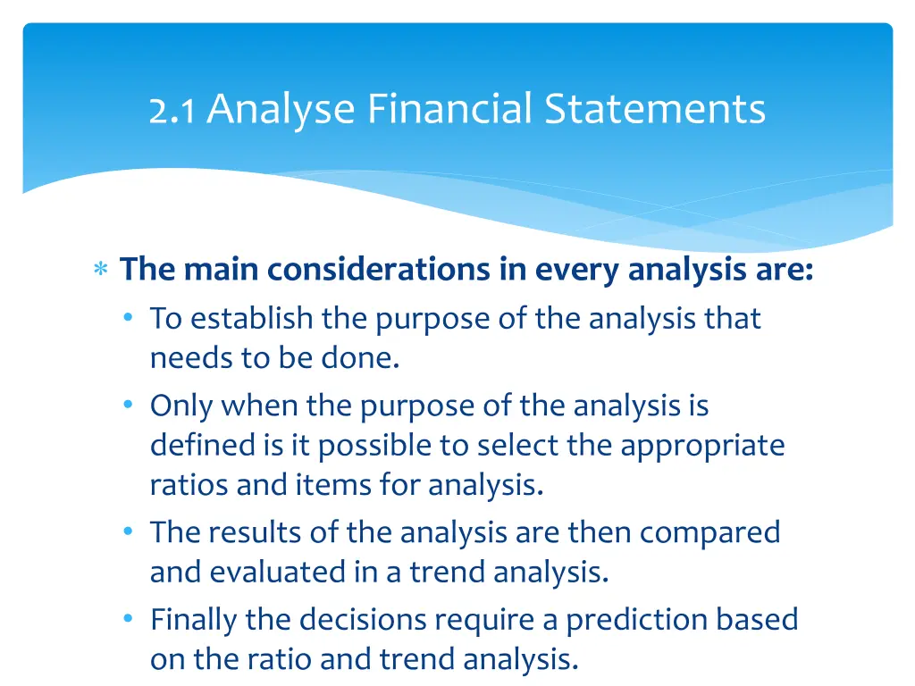 2 1 analyse financial statements