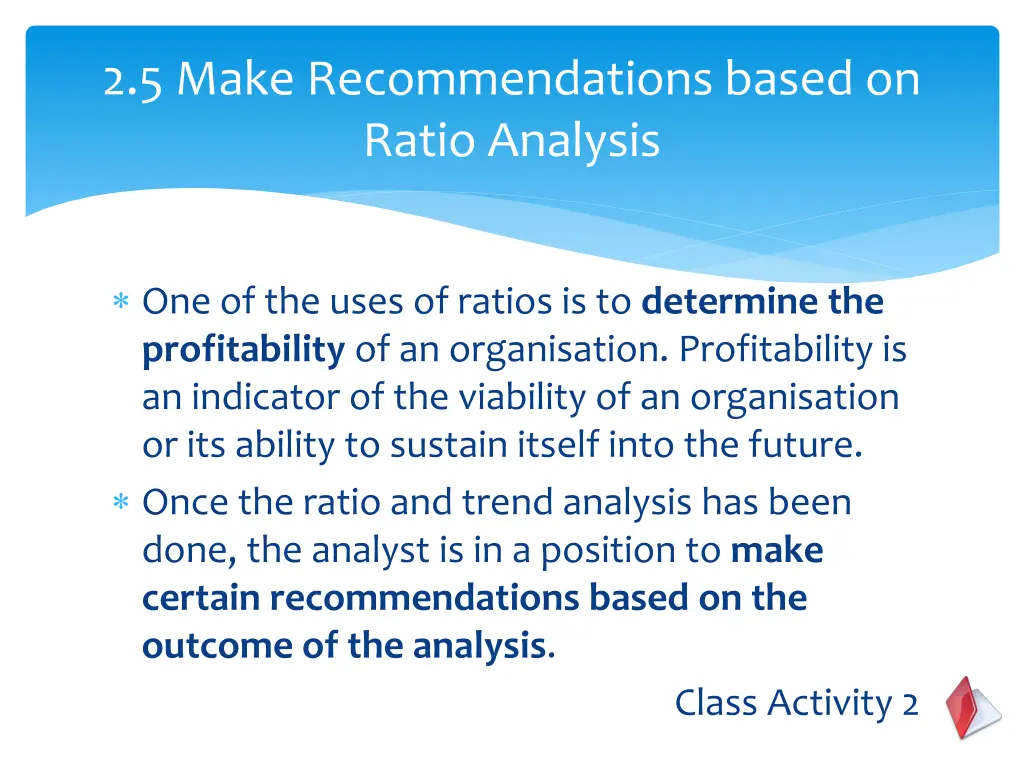 2 5 make recommendations based on ratio analysis