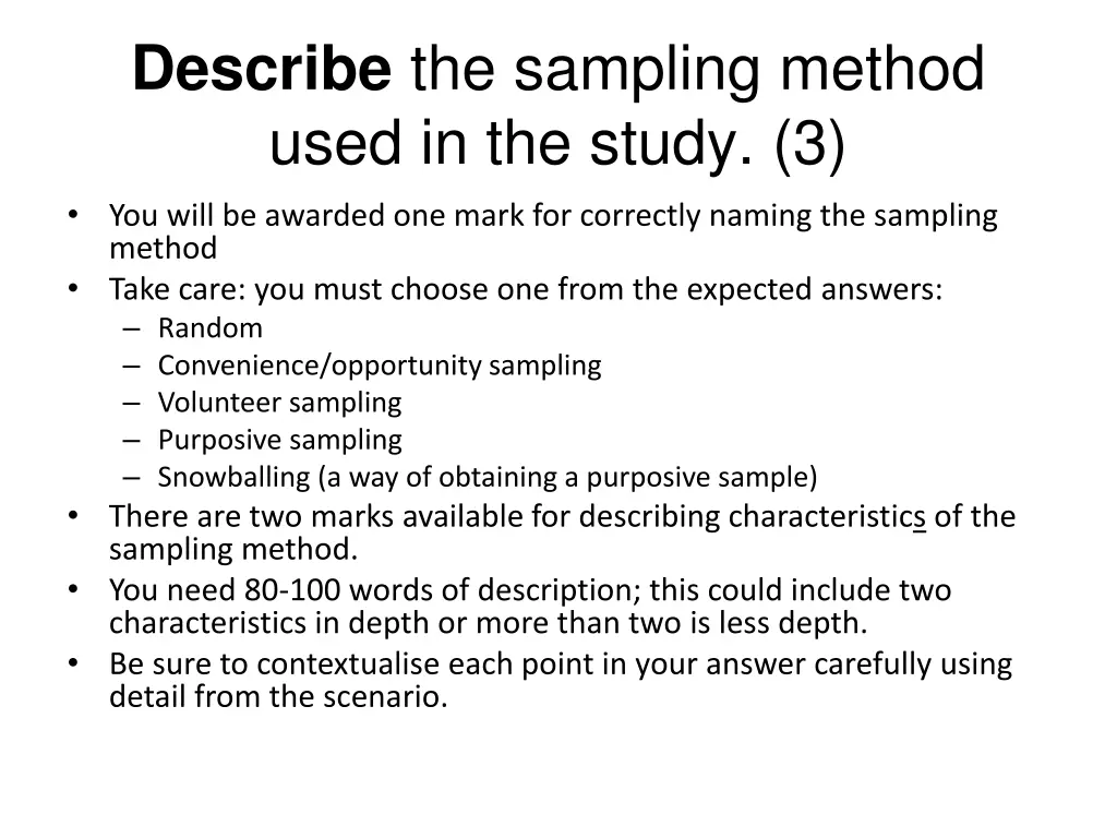 describe the sampling method used in the study 3
