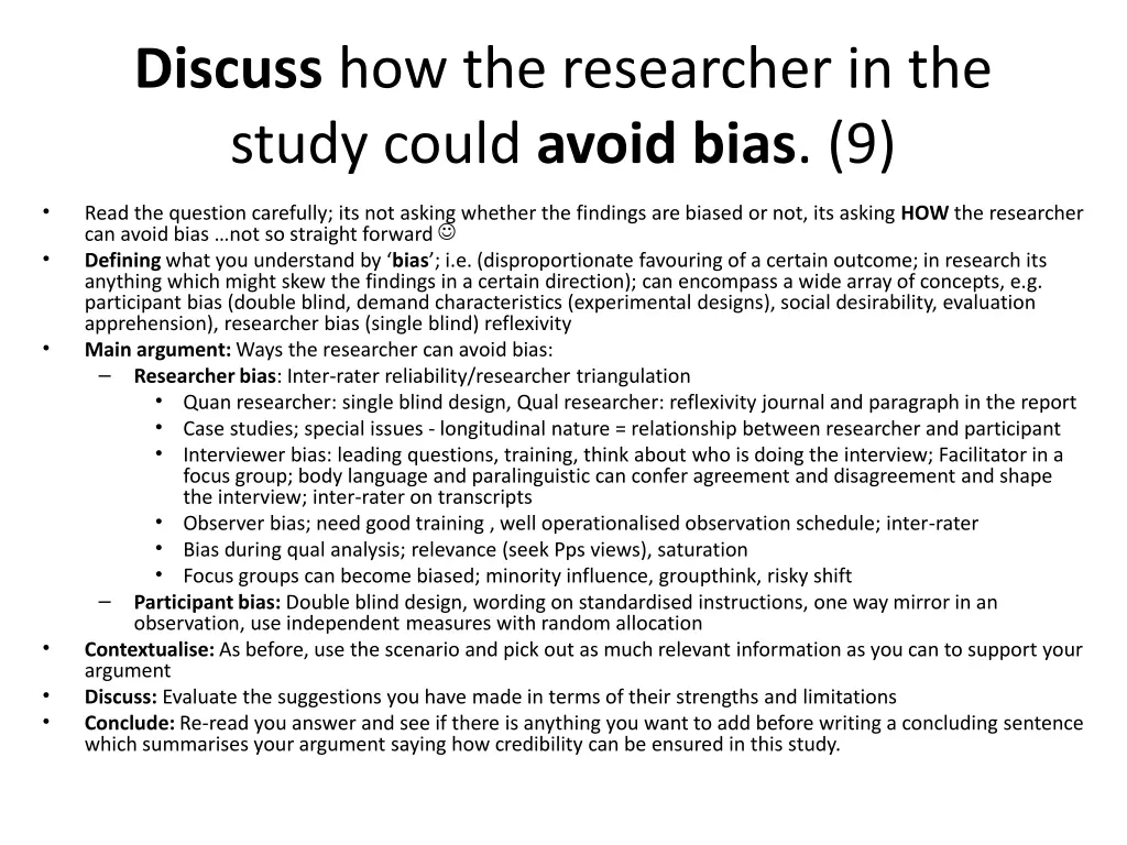 discuss how the researcher in the study could