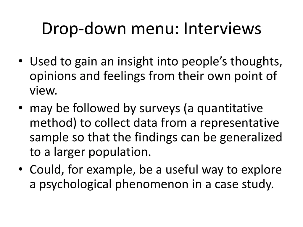 drop down menu interviews
