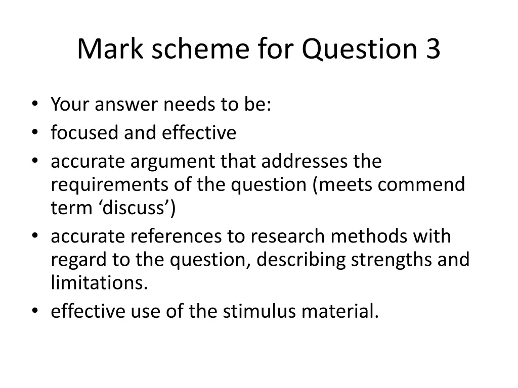 mark scheme for question 3