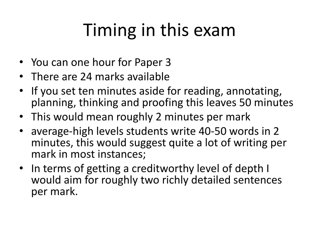 timing in this exam