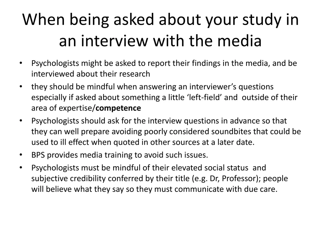when being asked about your study in an interview