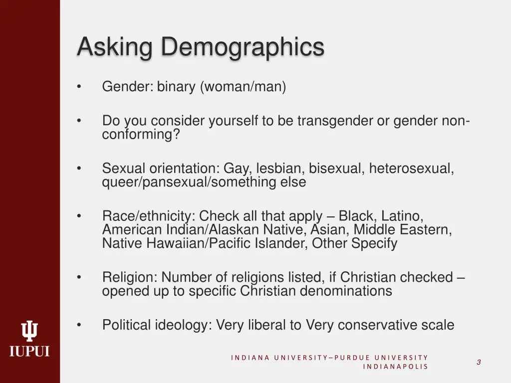 asking demographics