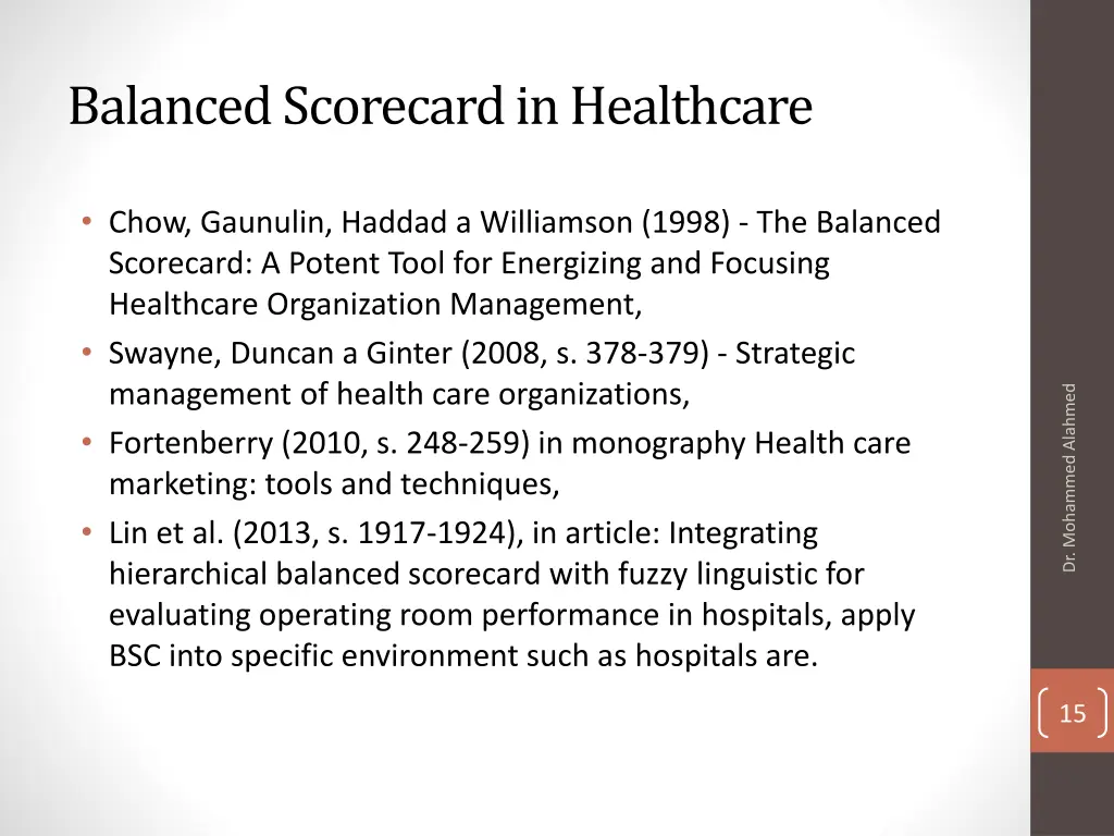 balanced scorecard in healthcare 1