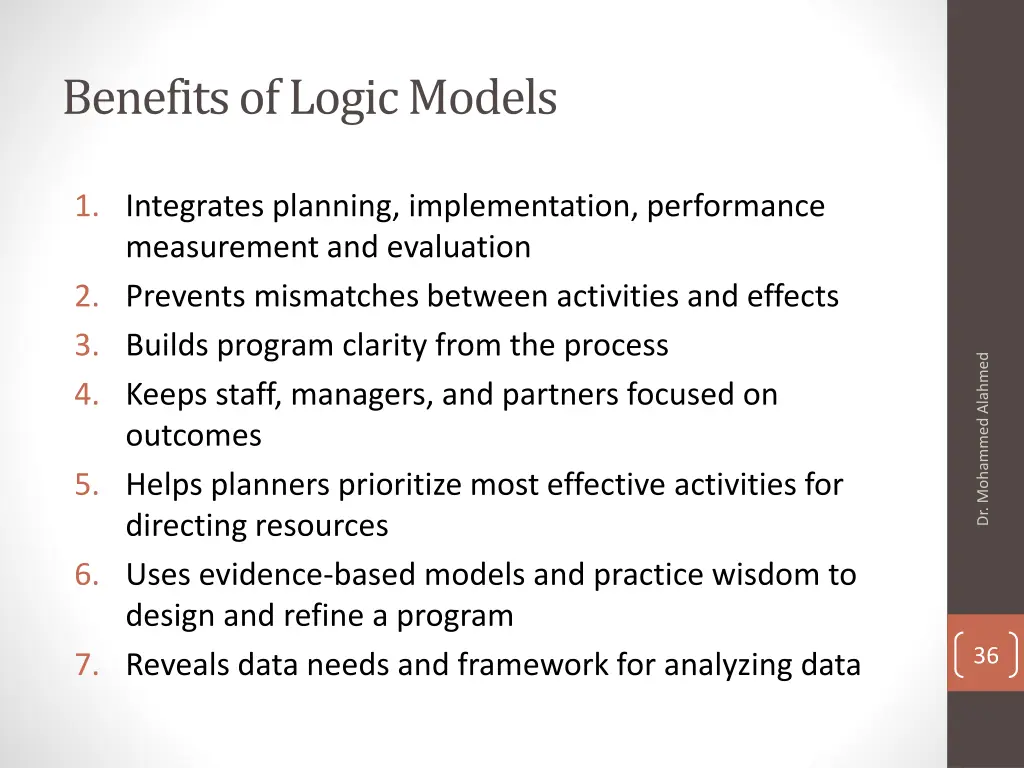 benefits of logic models