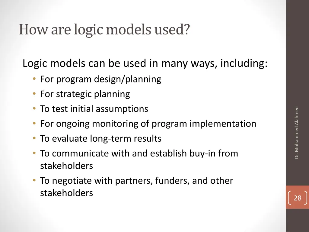 how are logic models used