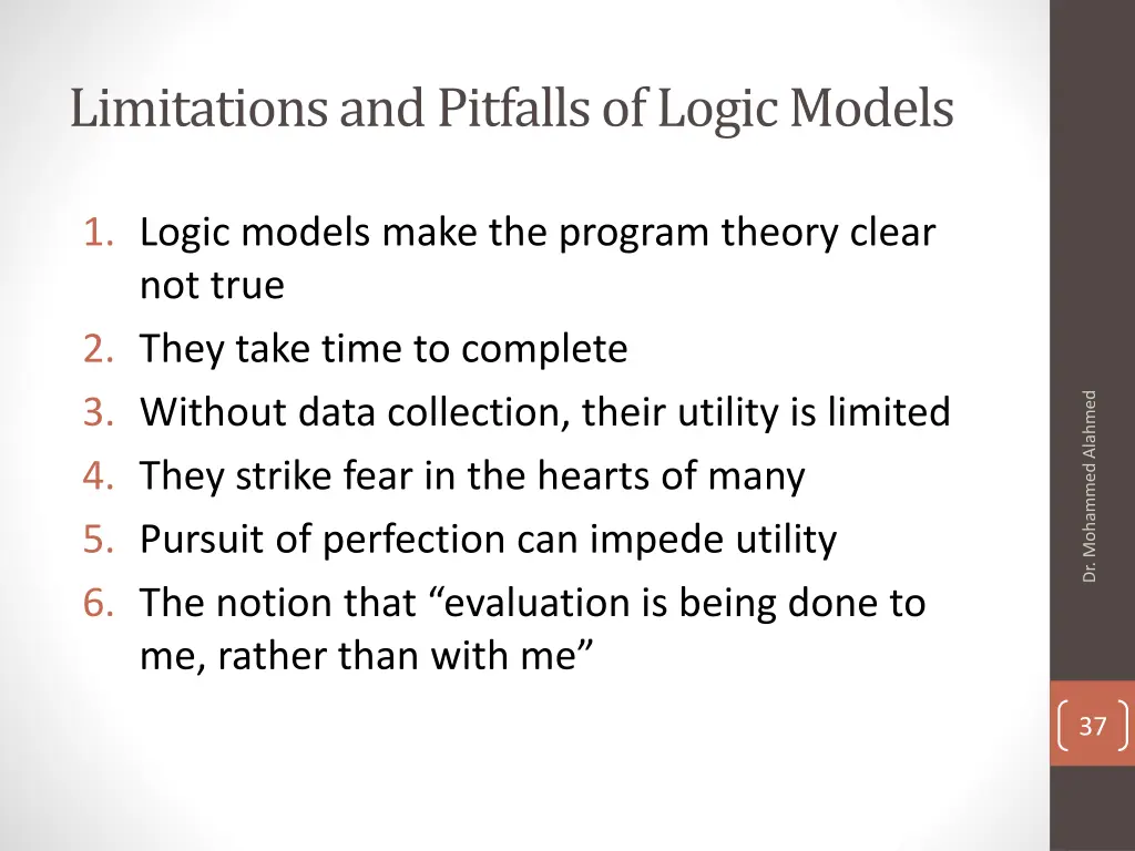 limitations and pitfalls of logic models
