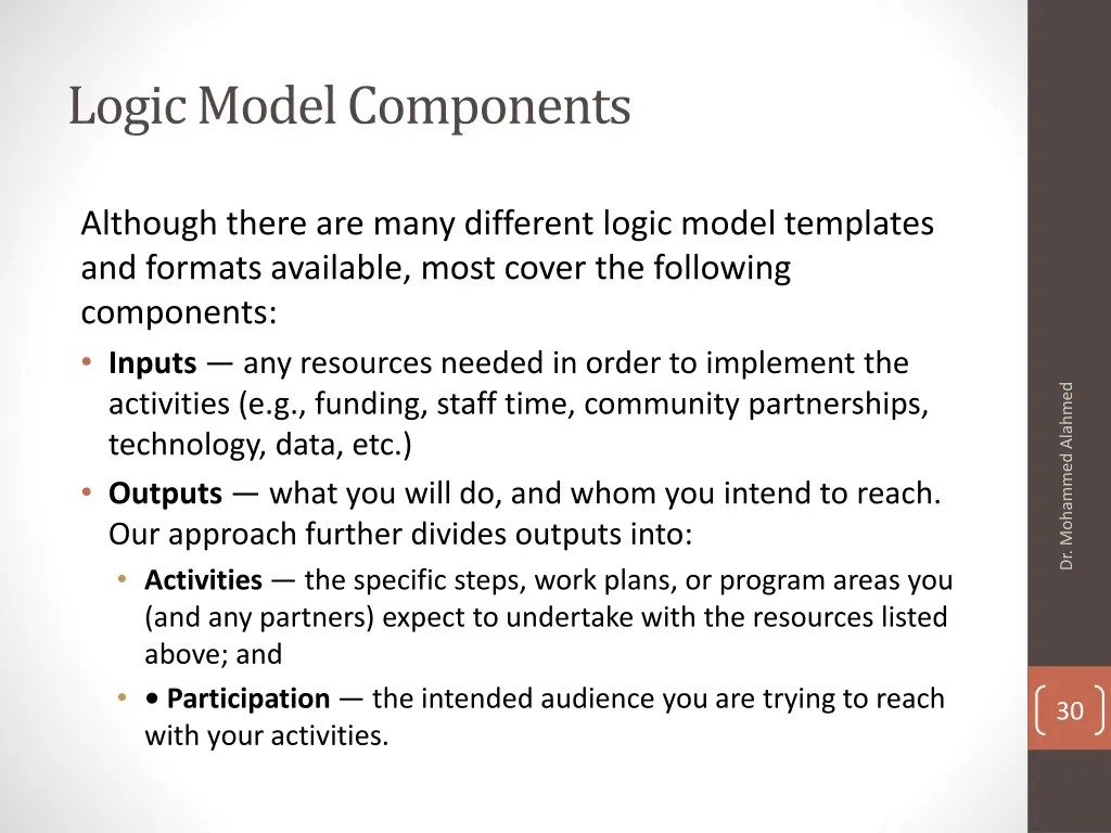 logic model components