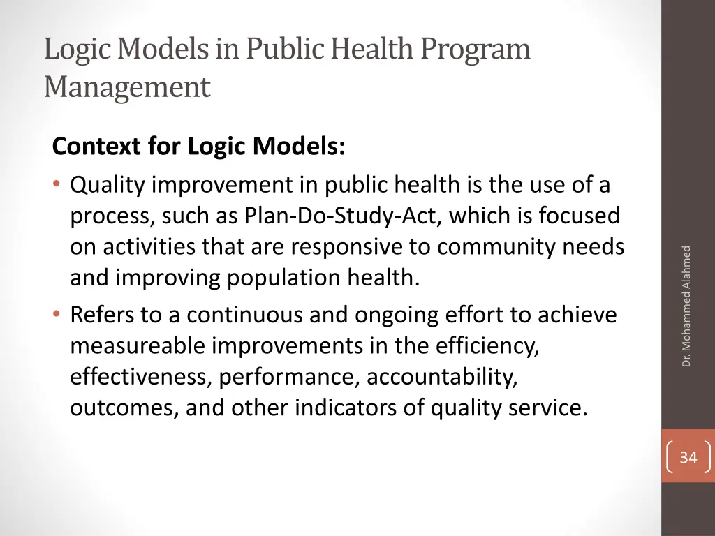 logic models in public health program management