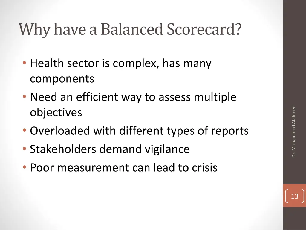 why have a balanced scorecard