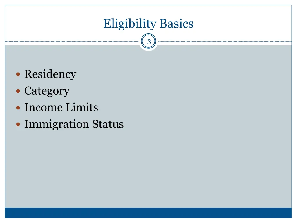 eligibility basics